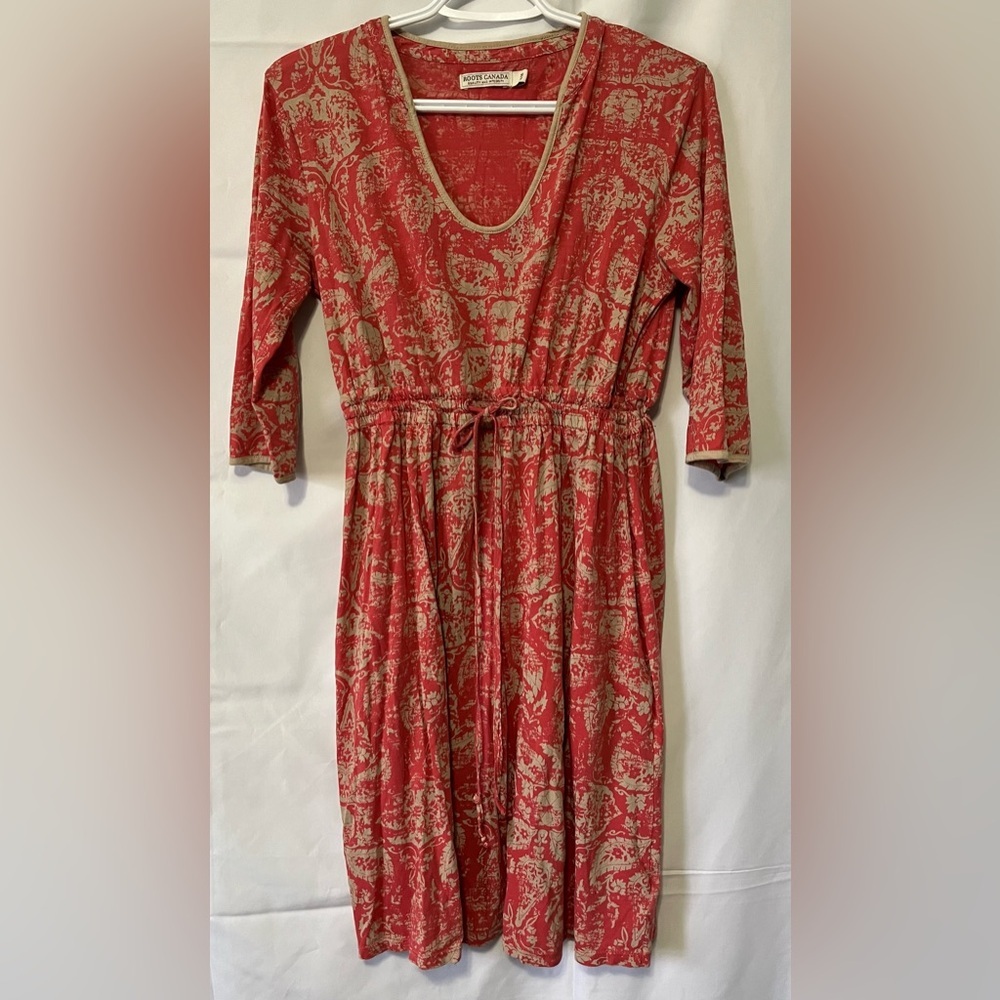 Roots Canada Boho Paisley Printed Drawstring Waist Mini Dress
